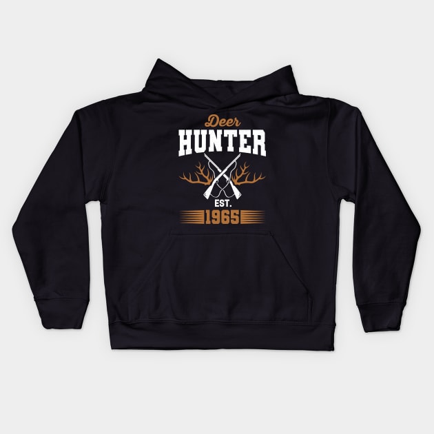 Gifts for 56 Year Old Deer Hunter 1965 Hunting 56th Birthday Gift Ideas Kids Hoodie by uglygiftideas